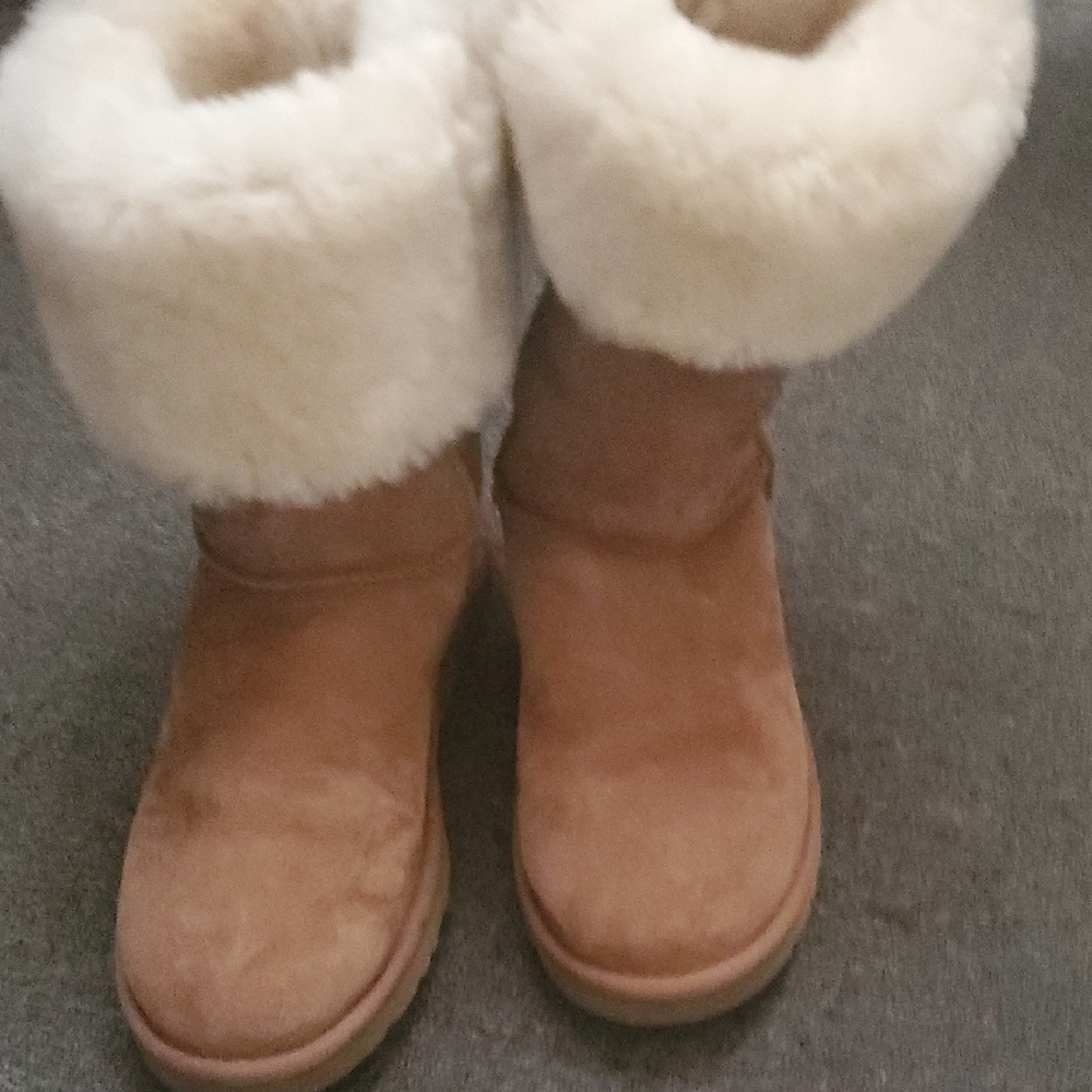 UGG Tan Ankle Boots with Suede Finish and Plush Lining‎